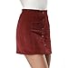 Clarisbelle Women's High Waist Faux Suede Button Closure A-line Mini Short Skirt Red Small