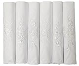 ETHO 6 Pack Ladies Cotton Boxed Embroidered Luxury White Handkerchiefs