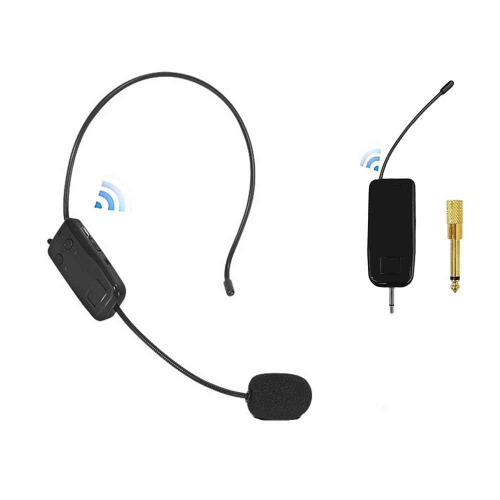 Wireless Microphone Headset, 2.4GHz, 165ft Range, Dual Micro USB Charging, Compatible with Voice Amplifier, Camera Recording, PA System