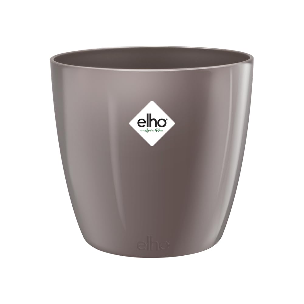 elho Brussels Diamond Round 20 - Flower Pot Indoor - 100% Recycled Plastic - Ø 20.0 x H 18.6 cm - Grey/Oyster Pearl