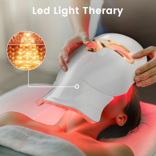 Red Light Therapy Mask for Face,LED Face Mask for Skin Care, 7 Colors Portable Red Light Face Mask, Facail Skin Care Mask for Home & Travel Use (Gold)