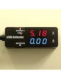 soondar Medidor de potencia con dos puertos USB para la carga y sincronización de datos, Corriente y Voltaje Dual visualización LED brillante para Concurrent en tiempo real usb Monitor para el iPhone iPad y Samsung Galaxy Smartphone