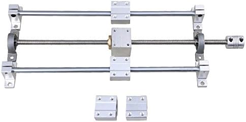 Horizontal Dual Rail Silver & Grey Guide Support T8 250mm 8mm Lead Screw & Shaft Coupler
