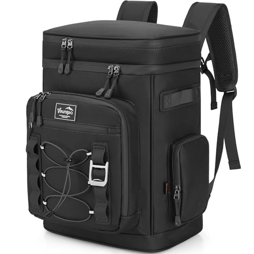 Youngoa Mochila Nevera Isotermica, 30L Grande Bolsa Termica Impermeable para Picnic, Playa, Camping, Barbacoa, Negro