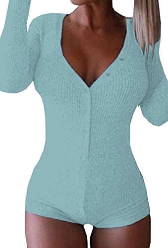 Women's Long Sleeve Bodysuit Polyester Cotton V-Neck top Leotard top Jumpsuit Green S
