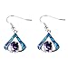 Adeser Jewelry Girls 925 Silver Dangle Earring Lab Purple Rainbow Diamond Opal Promise Wedding Gift Dangle Stud Earrings (Blue Opal)
