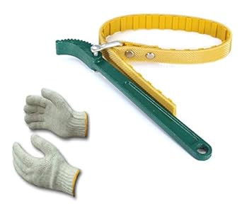 Inditrust 9 Belt Type Oil Filter Wrench Auto Tool Engine Box Spanner Oil Fuel Filter Wrench Tool Spanner Key Tool Yellow Belt 225 Single Sided Adjustable Wrench