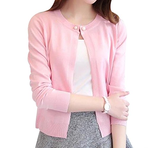 FUNOC Women's Casual Korean a Buckle Shawl Sweater Short Cardigan Coat
