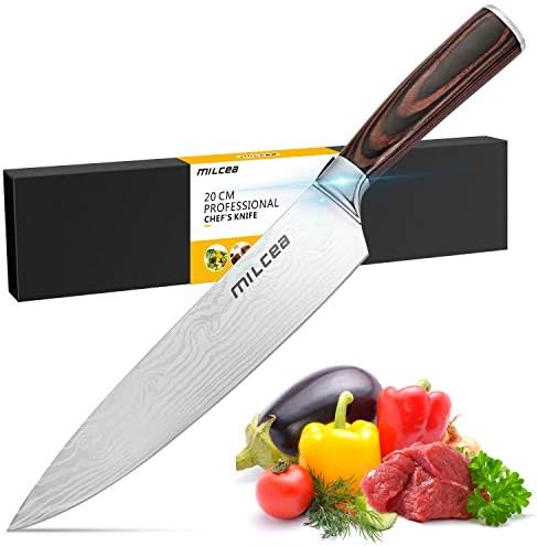 Professional Kitchen Chef Knife 8 Inch - High Carbon German Stainless Steel - For Chopping, Carving, Dicing & Cutting with Pakka Wood Handle, Gift Box & Bonus Soap Odor Remover by ZhuChef