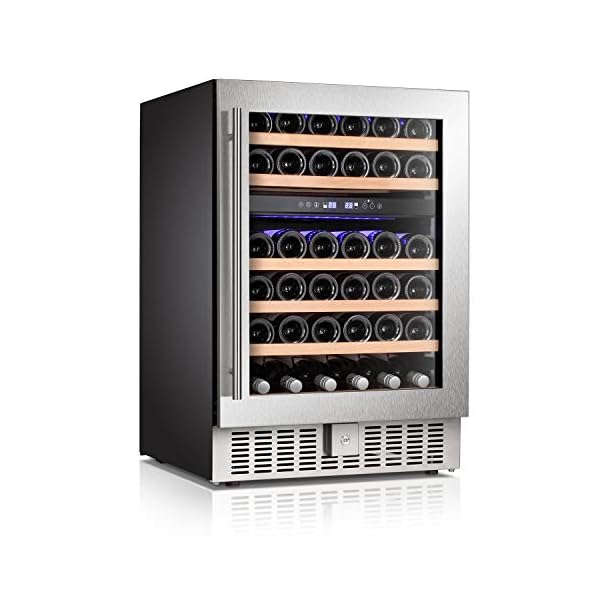 Antarctic-Star-24-Wine-Cooler-Beverage-Refrigerator-Beer-Mini-Fridge-46-Bottles-Dual-Zone-Built-in-Freestanding-Stainless-Steel-Double-Layer-Tempered-Digital-Temperature-Memory-Function-Glass-Door