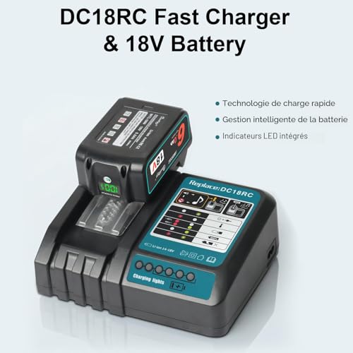 Waitley DC18RC Charger for Makita 14.4V ~ 18V Battery BL1860B BL1860 BL1850B BL1850 BL1840B BL1840 BL1415 BL1430