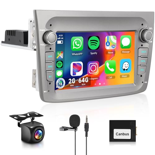 Hodozzy Carplay Car Radio for Alfa Romeo Mito 2008-2016.7 Inch Bluetooth Car Stereo with Android Car/WiFi/GPS/RDS/FM/USB+Reverse Camera