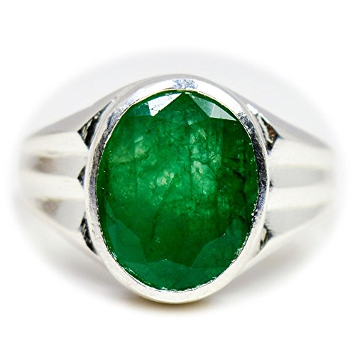 55Carat Genuine Emerald Silver Ring For Men 6 Carat Oval Shape Birthstone Size 5,6,7,8,9,10,11,12,13