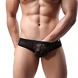 Tonsee® Men's Lace Briefs Sexy Translucent Breathable Underpants (M, Black)