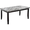 Steve Silver Furniture Napoli 64-Inch Gray Marble Top Rectangular Dining Table, Solid Wood Legs, Transitional Styling, 38" D x 42" W x 7" H, Grey, Balck