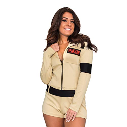 Ghostbusters Womens Romper Costume with 4 Interchangeable Name Patches