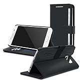 Galaxy S7 Case, Samsung Galaxy S7 Wallet Case, rooCASE Prestige Detachable Leather PU Flip Wallet Case Folio Stand Cover, Detachable Lightwight Shell, Black (NOT Compatible with S7 Edge)