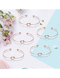 Mookoo Pulsera de dama de honor 5 piezas Love Knot brazalete abierto con novia Tribe Pelo Corbata para mejor amigo, BFF de la novia regalo de boda