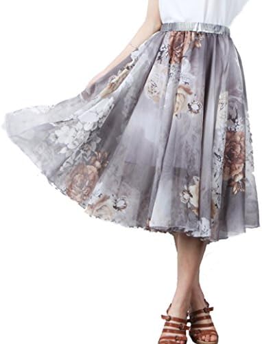 MINGXIN Gypsy / Bohemian Women's Printed Chiffon Pleated Knee-Long Skirt Multi10