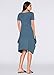 Women Asymmetrical Loose Short Sleeve Pockets Tunic Shirt Dress Grey Blue M