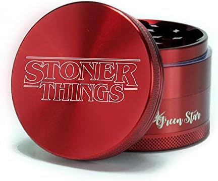The Stash Company- Stoner Things Herb Grinder, 4 Piece Grinder Kit, Lightweight Premium Quality Aluminum, Stranger Things, 2.5 inch Large 4-Part Herb Grinder, Red