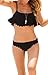 CUPSHE Fashion Women's Scalloped Edge Overlay Halter Two-Piece Padding Bikini Set