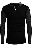 DANDYCLO Men's Henley Shirt Casual Long Sleeve Two Tone Shirt