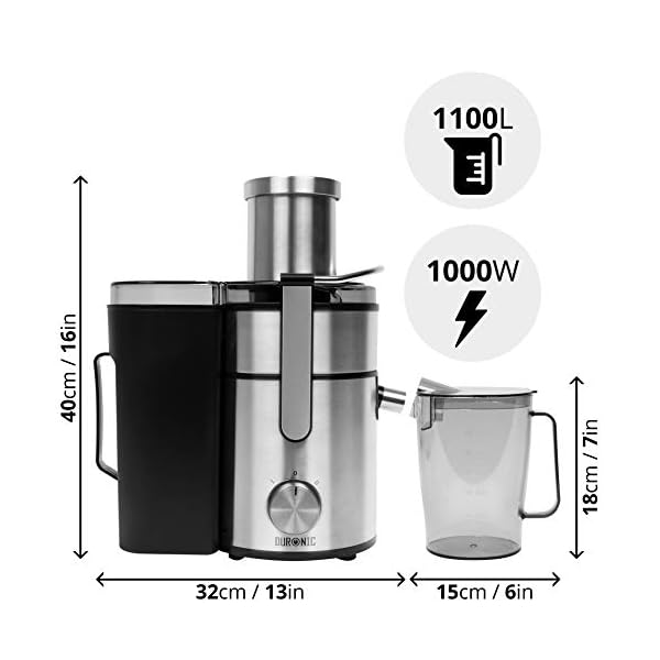 Duronic Juicer JE10 | Centrifugal Juice Extractor | 2 Speed Settings | 1000W | Stainless-Steel | Wide Mouth | For Whole…