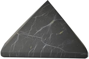 Shungite World Authentic Shungite Pyramid from Real Shungite Stones Shungite Crystal Pyramid Home Protection Room Decor Office Desk Decor Authentic Crystals Black Pyramid (Unpolished, 70 mm / 2.75")