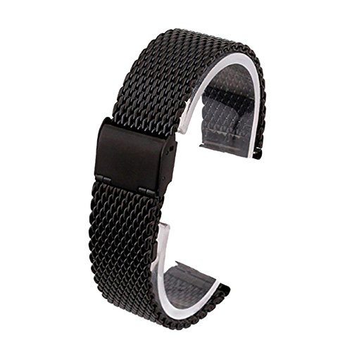 Pebble 2 Watch Band, 22mm Stainless Steel Watch Band Strap for Pebble 2 / Pebble Time / Pebble Classic Smart Watch (Mesh Black)
