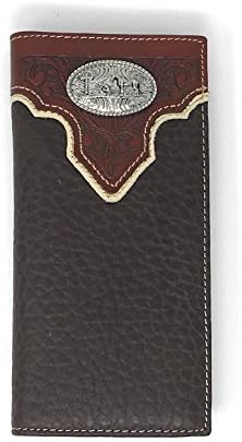 Premium Genuine Leather Praying Cowboy Mens Long Wallet Checkbook in 3 Colors (Coffee)