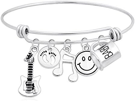 RUXIANG Violin Baby Toddler Bangle Cuff Opening Bracelet Jewelry (sliver)