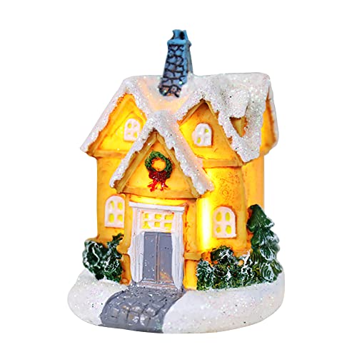 Christmas Village House, Battery Powered Light Up Christmas Scene Village House With LED Warm