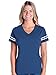 LAT Ladies Fine Jersey Short Sleeve Football Tee (3537) Vintage Royal/Blended White, L