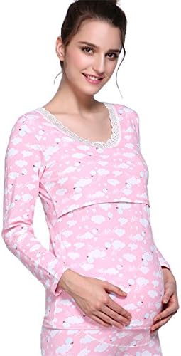 Women Maternity Nursing Cotton Pajamas Breastfeeding Sleepwear Pants Set