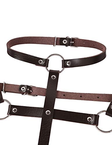 Freebily-Bretelle-Uomo-Vintage-Pelle-Imbracatura-di-Petto-Body-Chest-Harness-Sexy-Ecopelle-Cintura-Regolabile-con-Fibbia-Metallo-Lingerie-Cinghia-in-Cuoio-NeraMarrone