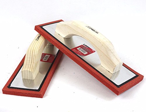 SKEMiDEX---Lot Two 12" x 4" Rubber Sponge Grout Float Tile Hand Trowel Tools w/Wood Handle. Non-stick gum rubber ensures smooth application Thick aluminum backing plate resists bending