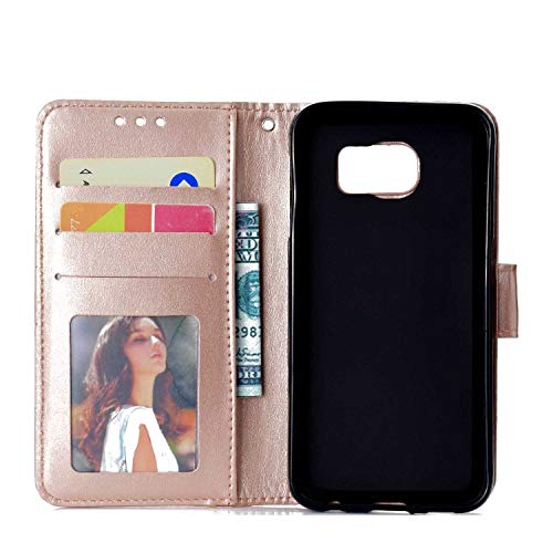 Case Galaxy S6, Bear Village PU Leather Embossed Design Case with Card Holder and ID Slot, Wallet Flip Stand Cover for Samsung Galaxy S6 (#1 Rose Gold) - Thumbnail 3