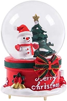 ahanzhu Christmas Crystal Ball Music Box Floating Snow Music Bell Christmas and Snowman Glowing Childrens Gifts