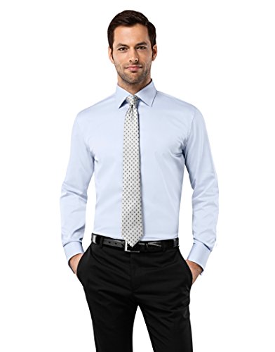 Vincenzo Boretti Shirt, slim-fit, double cuff, uni - non-iron,ice-blue,17.5