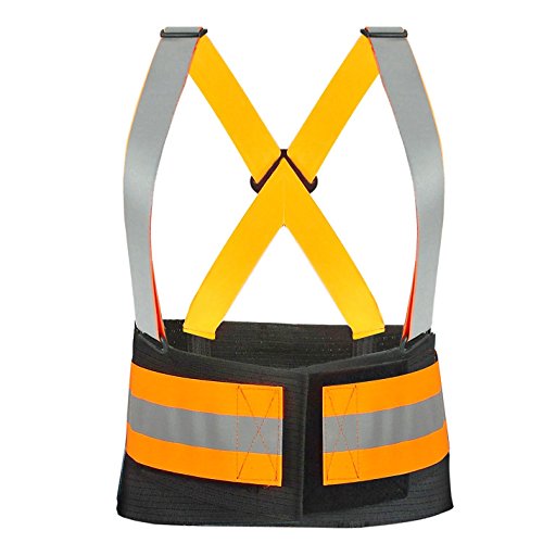 HiVisibility Reflective Back Brace Lumbar Support, Adjustable