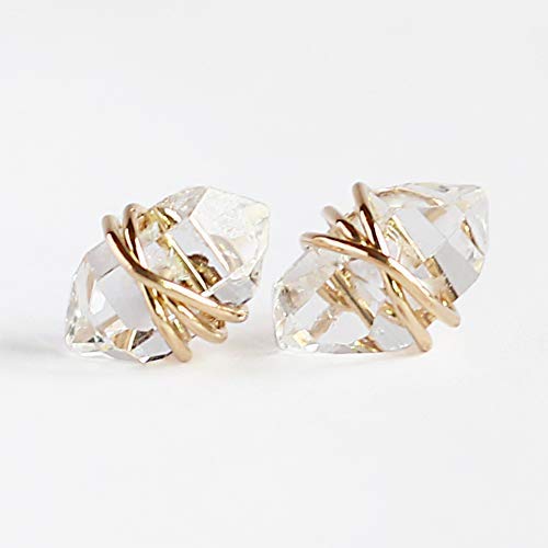 Medium Herkimer Diamond Stud Earrings Rose Gold Buy Online
