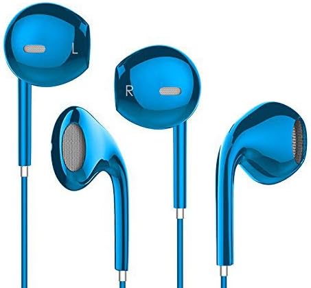 DG Electronics Wired 3.5MM Earphone Earbuds Headphones + 1 EVA Carry Case w/ Remote and Microphone for Workout Sports Fitness Sweat Proof (Blue)