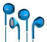 DG Electronics Wired 3.5MM Earphone Earbuds Headphones + 1 EVA Carry Case w/ Remote and Microphone for Workout Sports Fitness Sweat Proof (Blue)