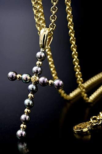 Black Pearl K18 Cross Pendant ネックレス メンズ ブラックパール K18 贈り物 ギフト ペンダント クロス 十字架 天然石 シルバー ゴールドコーティング B0rx45rm 22 440円