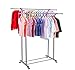ProAid Double Rail Clothes Rack Adjustable Rolling Clothing and Garment Rack with Upgraded Commercial Wheels - Gray & Chrome