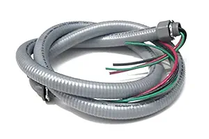 Sealproof Power Whip Assembly, 3/4-Inch x 6 Ft Nonmetallic Liquid Tight Flexible Electrical Conduit and 8 Gauge Wire Single Phase Preassembled A/C Hook-up Whip Kit, 3/4