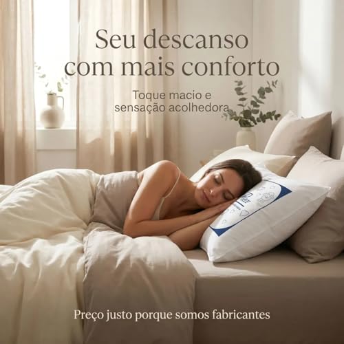 Kit 2 Travesseiros Premium Extra Macio Antialérgico Lavável e Antimofo Conforto para Dormir