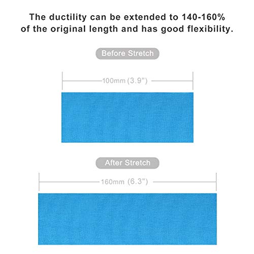 MUEUSS Kinesiology Tapes Waterproof Hypoallergenic Breathable Elastic Roll for Knee Ankle Muscles Elbow Shoulder Latex Free 16.5 ft Uncut (Blue, 1 pc/Set) - Thumbnail 3