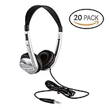 Stereo School Headphone W/Leatherette Ear Cushion (Pack of 20)